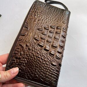 Brahmin Skyler Caribou Embosed Leather Wallet Wristlet Clutch